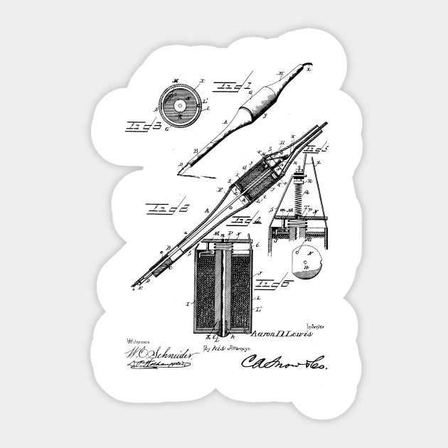 Electric Perforating Pen Vintage Patent Hand Drawing - Electric - Sticker