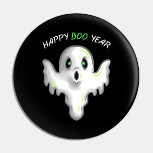 Ghost or Spirit Wishing A Happy Boo New Year Pin