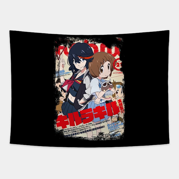 Kill La Kill Kiru Ra Kiru Grunge Border Tapestry by CarolIrvine