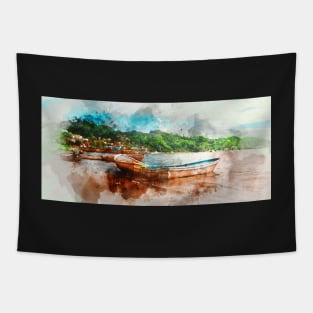 Boat On The Water Tapestry