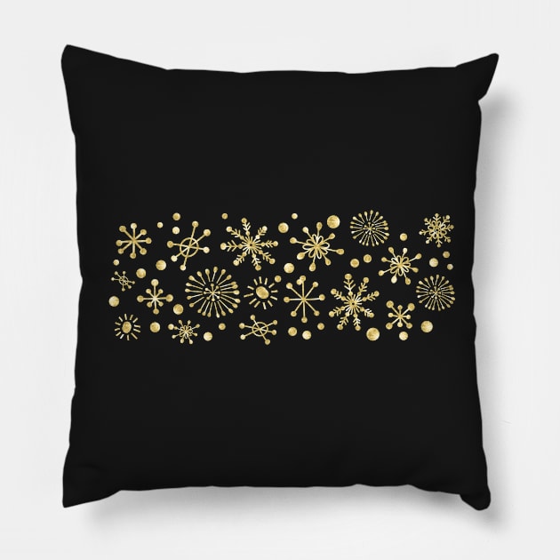 Gold Retro Stars on Black Pillow by machare