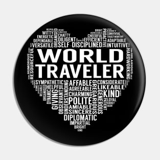 World Traveler Heart Pin