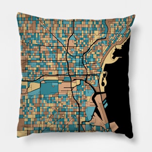 Milwaukee Map Pattern in Mid Century Pastel Pillow