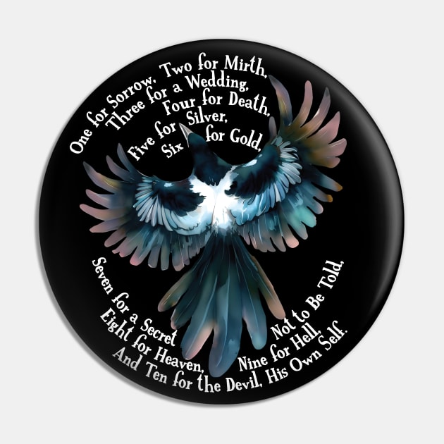 Magpies, One for Sorrow, Two for Mirth Pin by LaughingCoyote