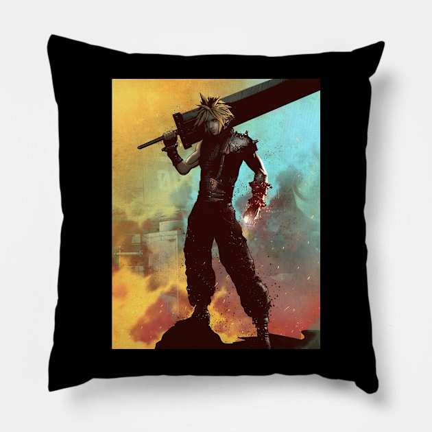 Powerful Fantasy Warrior Pillow by SkyfrNight