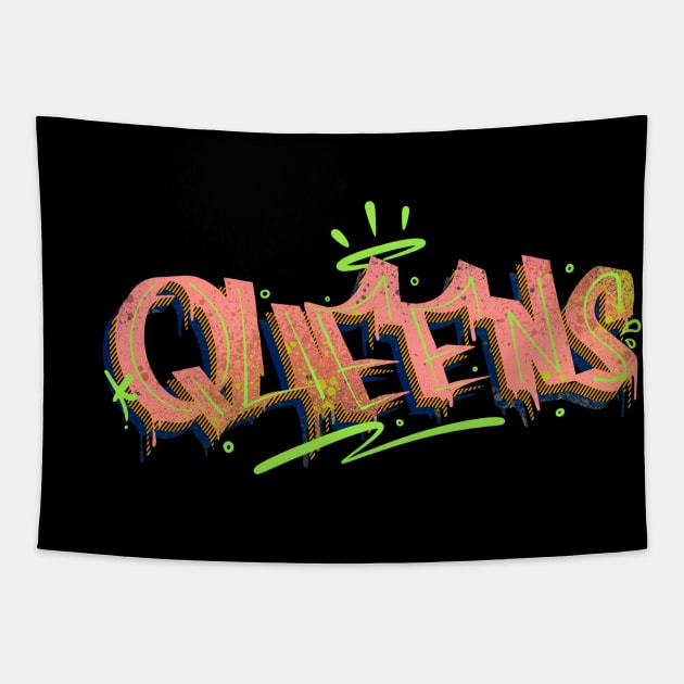 Queens Tagging Graffiti Tapestry by KNTG