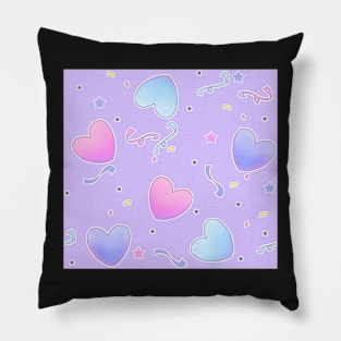 Fairy Kei Hearts on Purple Pillow