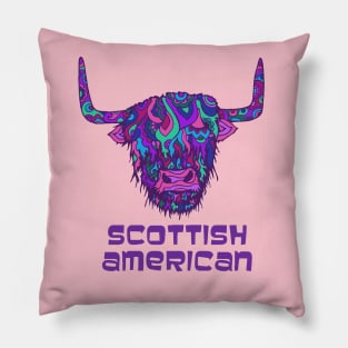 Scottish American Highland Cow Pillow