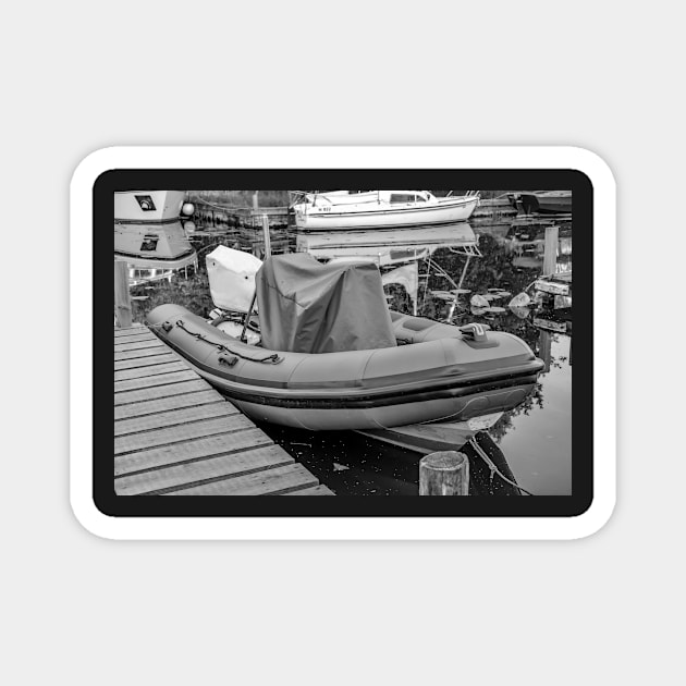 Inflatable boat moored on the River Ant, Norfolk Magnet by yackers1