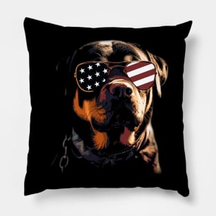 Pint-sized American Flag Rottweiler Whispers, Tee Triumph Extravaganza Pillow