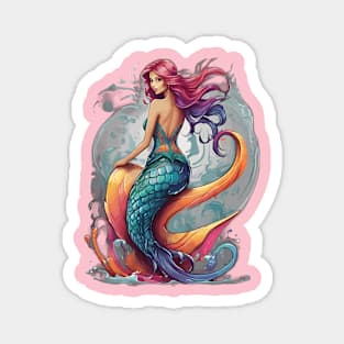 Colourful Mermaid Rose Magnet