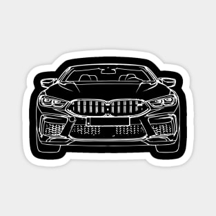 White M8 Car Sketch Art Magnet