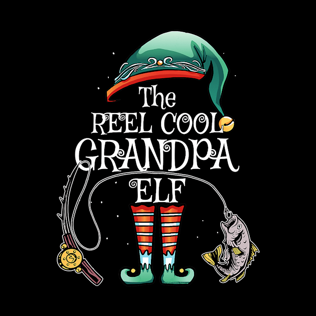 The Reel Cool Grandpa Elf Matching Family Fishing Christmas by kasperek