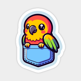 Cute Parrot in Pocket Kawaii Peeking Bird Lover Magnet