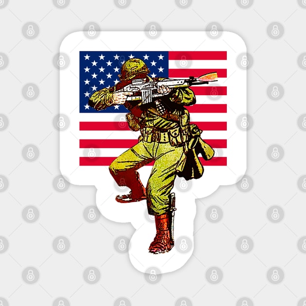 patriot warrior in action Magnet by Marccelus