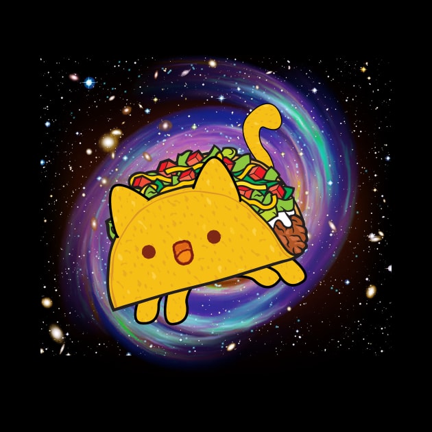 Funny Galaxy Taco Cat Tee Gift For Taco and Pizza Lover by Kaileymahoney