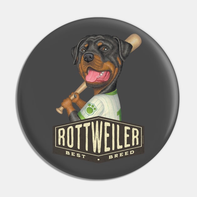 Rottweiler Baseball Best Dog Pin by Danny Gordon Art
