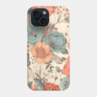 Watercolor floral butterfly seamless pattern design Phone Case