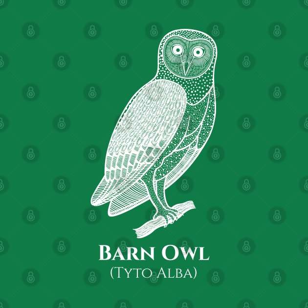 Barn Owl with Common and Scientific Names - bird watchers design by Green Paladin
