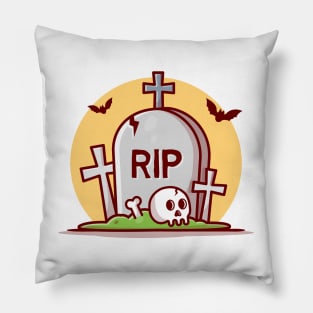 Halloween Tombstone Cartoon Vector Icon Illustration Pillow