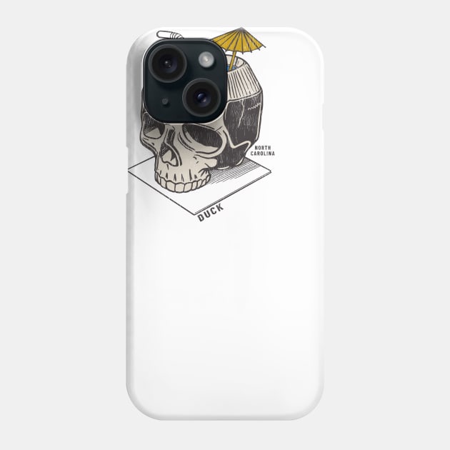 Duck, NC Summertime Vacationing Skull Drink Phone Case by Contentarama