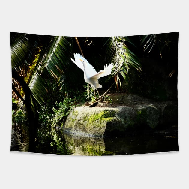 Grus taking off Tapestry by Wolf Art / Swiss Artwork Photography