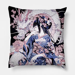 Geisha and Dragon 7807 Pillow