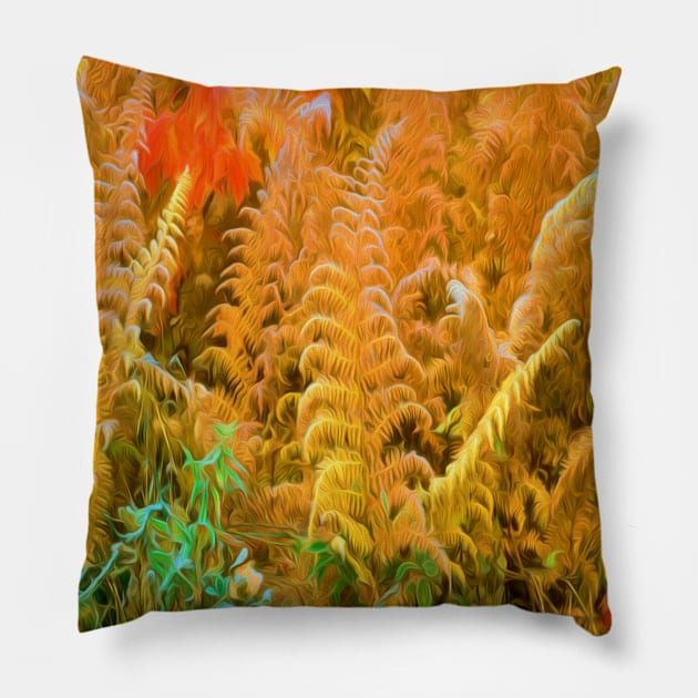 Fall Ferns Pillow by robophoto