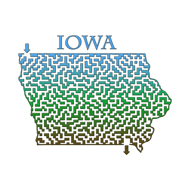 State of Iowa Colorful Maze by gorff