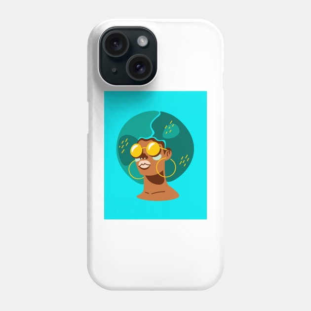 Aqua Afro Girl Phone Case by 4thesoul