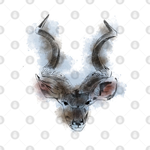 African Kudu - Watercolor by The Creative Palette