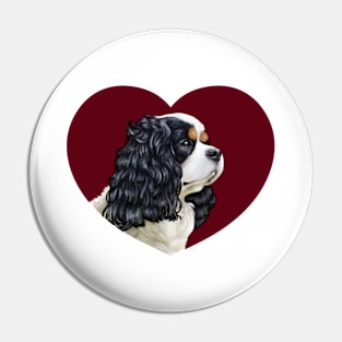 Cavalier King Charles Spaniel - Tri in a Heart Pin