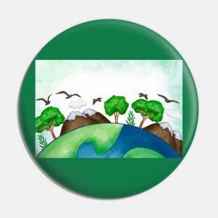 Earth Day Watercolor Pin