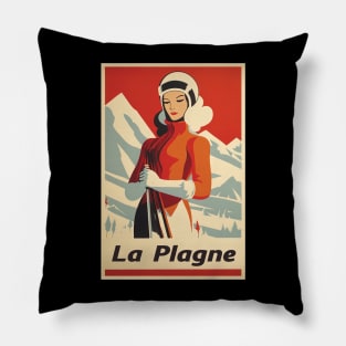 La Plagne, France, Ski poster Pillow
