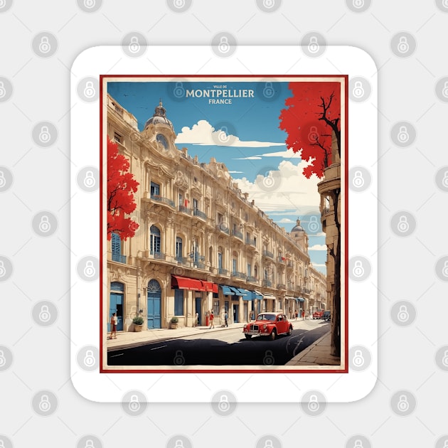 Montpellier France Vintage Poster Tourism Magnet by TravelersGems