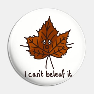 I can't beleaf it quote with cute face funny autumn leaf pun simple minimal cartoon maple tree Pin