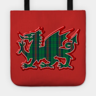 The Owens / Bowen Family Name Tartan Cymru Welsh Dragon symbol design Tote