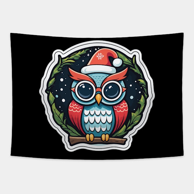 Christmas Owl Drawing Tapestry by FluffigerSchuh