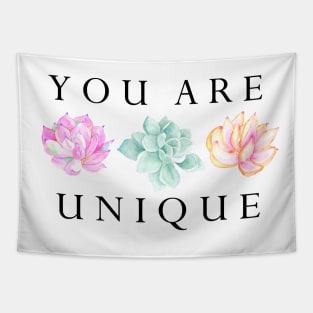 You Are Unique, floral quote Tapestry
