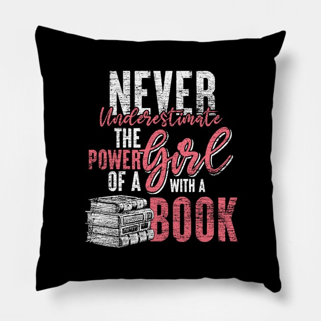 book vintage girl reading Pillow by ShirtsShirtsndmoreShirts