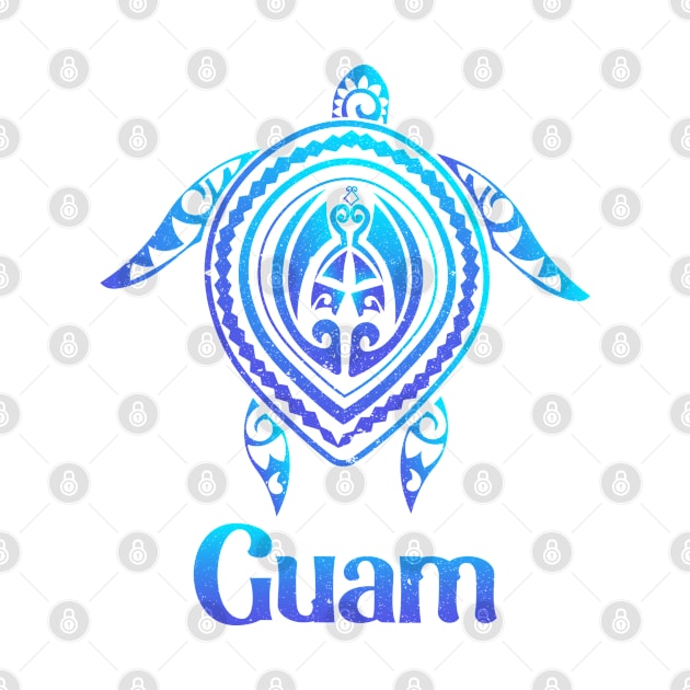 Guam Island Sea Turtle Blue Sea Tribal Pattern Hafa Adai by kalponik