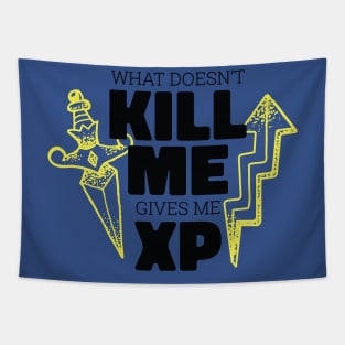 Funny Gamer Gift Idea 'What doesn't kill me gives me XP' Video Games Design Tapestry