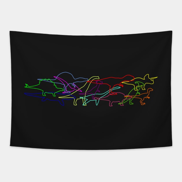 Line Art  Dinosaur Tapestry by CoreyUnlimited