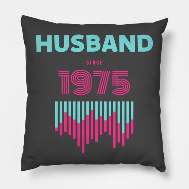 HUSBAND SINCE 1975 RETRO VINTAGE CLASSIC PINK GREEN Pillow by Hohohaxi