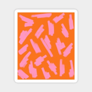 Abstract, Pink on Orange, Scribble Print Magnet