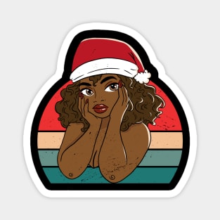 Black Woman Santa, Black Mrs Santa Claus, African American Santa, Christmas Magnet