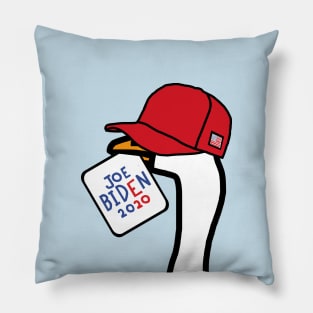 Goose Portrait in Red Hat and Joe Biden Sign Pillow