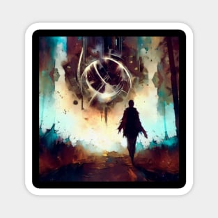 Traveler in another dimension world Magnet