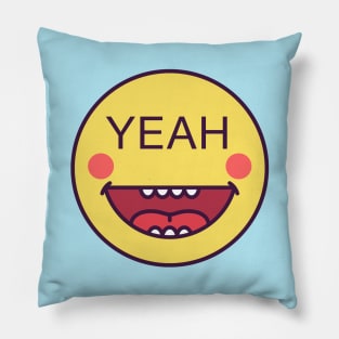 Emoji face icon with phrase Yeah Pillow