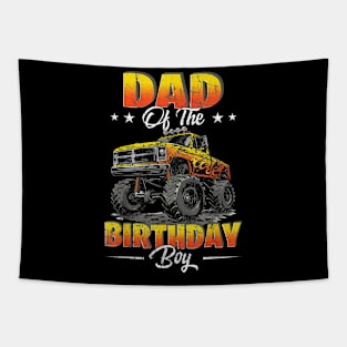 Dad Of The Birthday Boy Monster Truck Birthday Family Tapestry